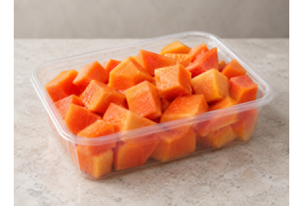 Cleaned and Sliced Cubes Papaya - 600gm