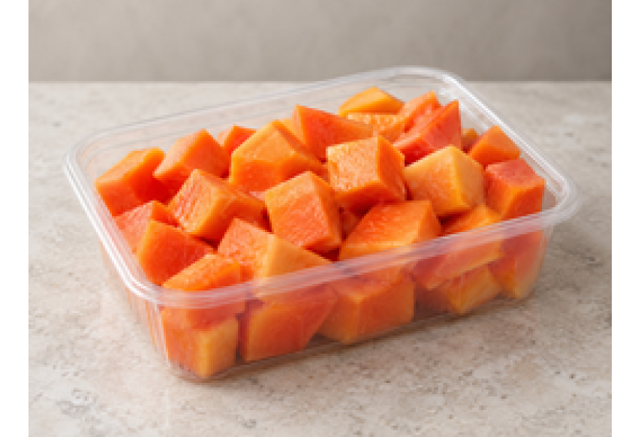 Cleaned and Sliced Cubes Papaya - 600gm